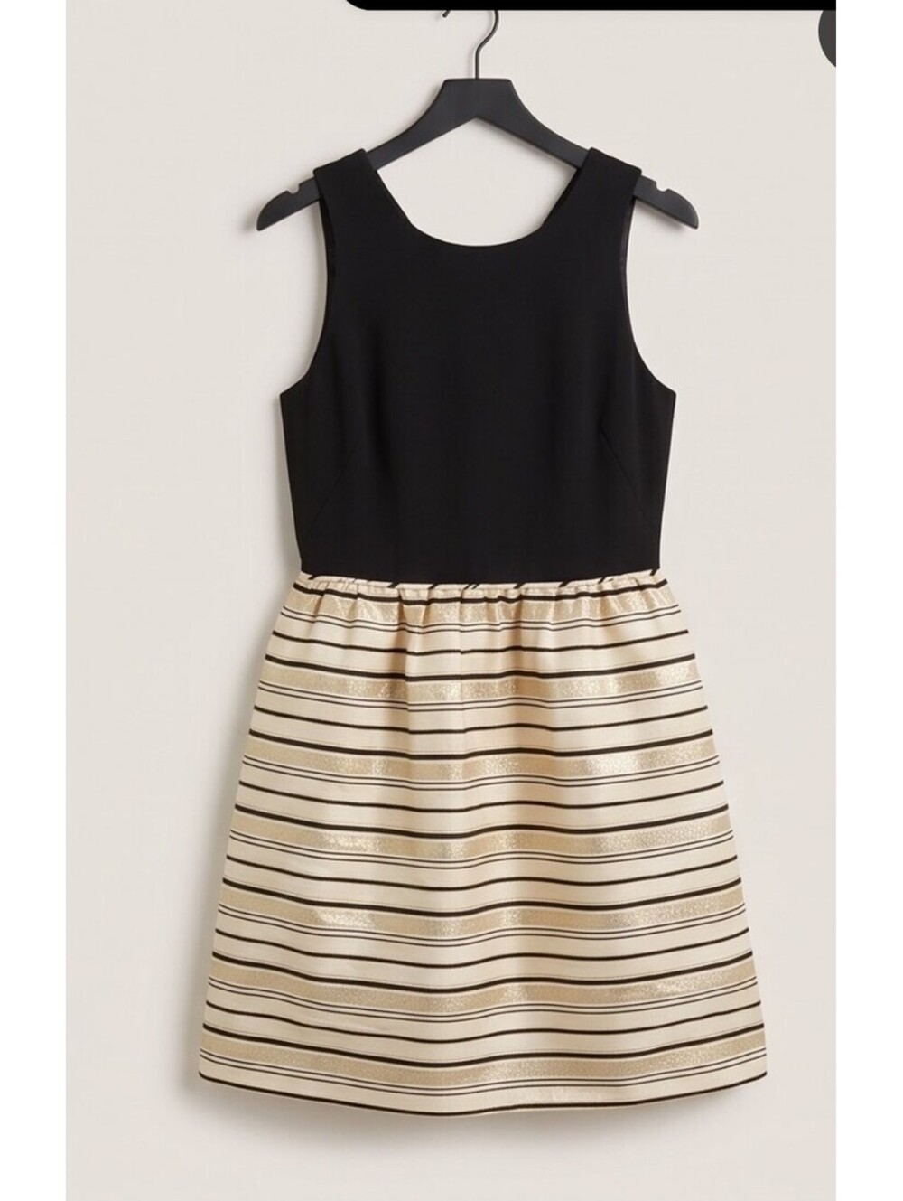 J.CREW Womens Black/Beige/Gold Striped A-Line Sleeveless Knee Dress sz 4